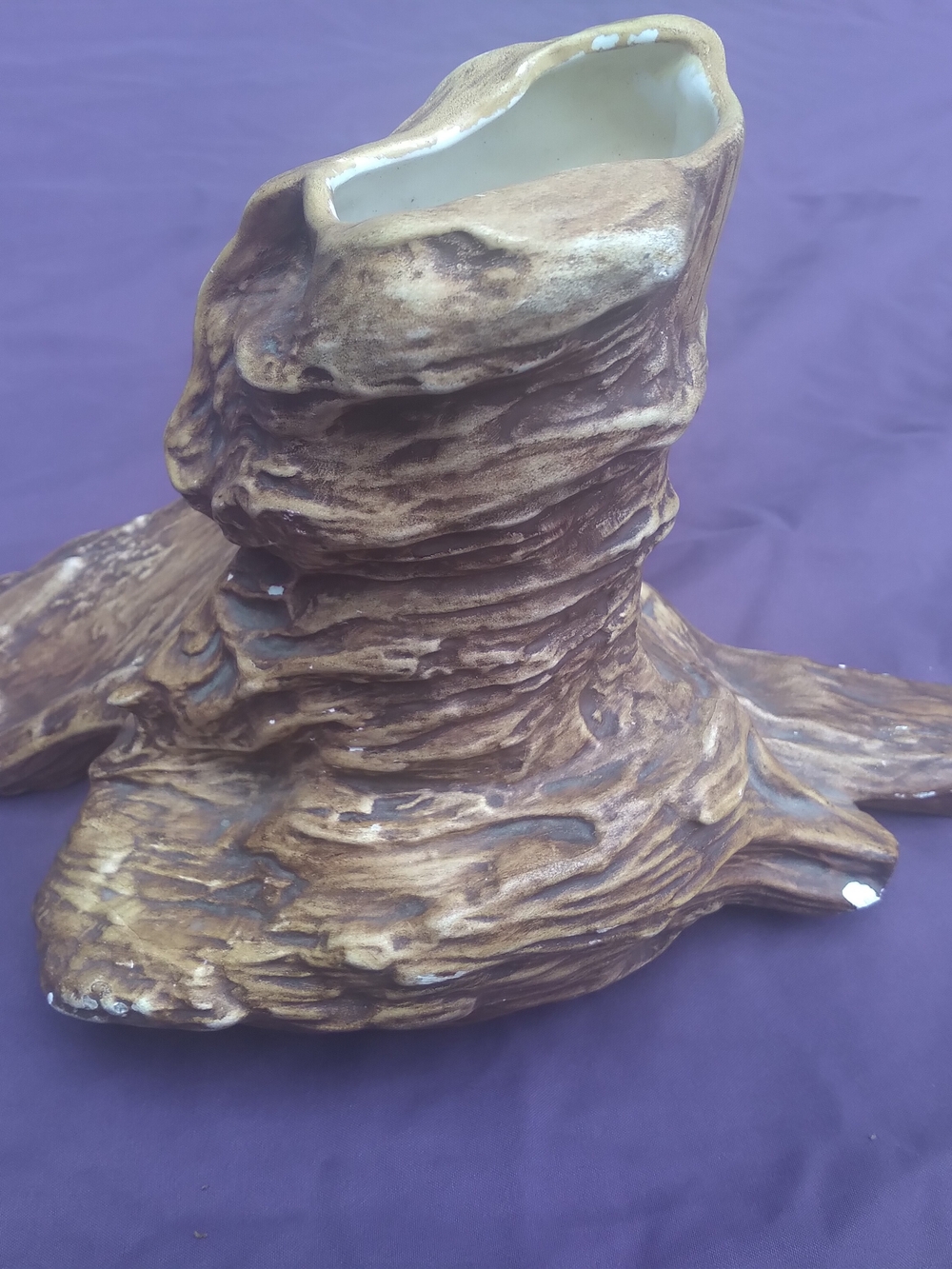 Arnels Mcm Brown Tree-Stump Ceramic Vase - Rustic Home Accent
